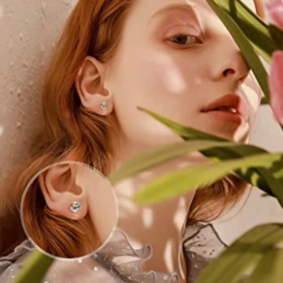 COPY - Swarovski Crystal and silver back Aurora Borealis studs. - Picture 2 of 2